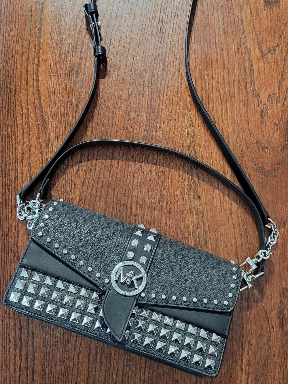 Michael Kors Black Studded Logo Crossbody